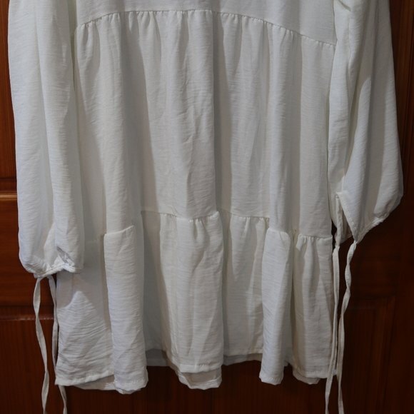 Nasty Gal White Tiered Mini Dress Made in Italy New With Tags Size 20 Poly Blend - Picture 8 of 13